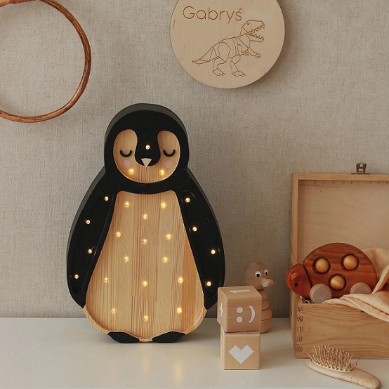 Little Lights, Nattlampa till barnrummet, Pingvin svart/natur 