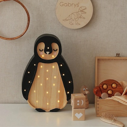 Little Lights, Night light for the children's room, Penguin black/natural