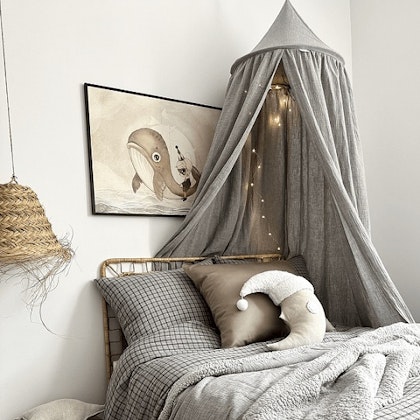 Grey bed canopy in muslin cotton, Cotton & Sweets