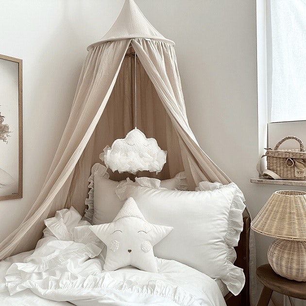 Large maxi beige bed canopy in muslin cotton, Cotton & Sweets 