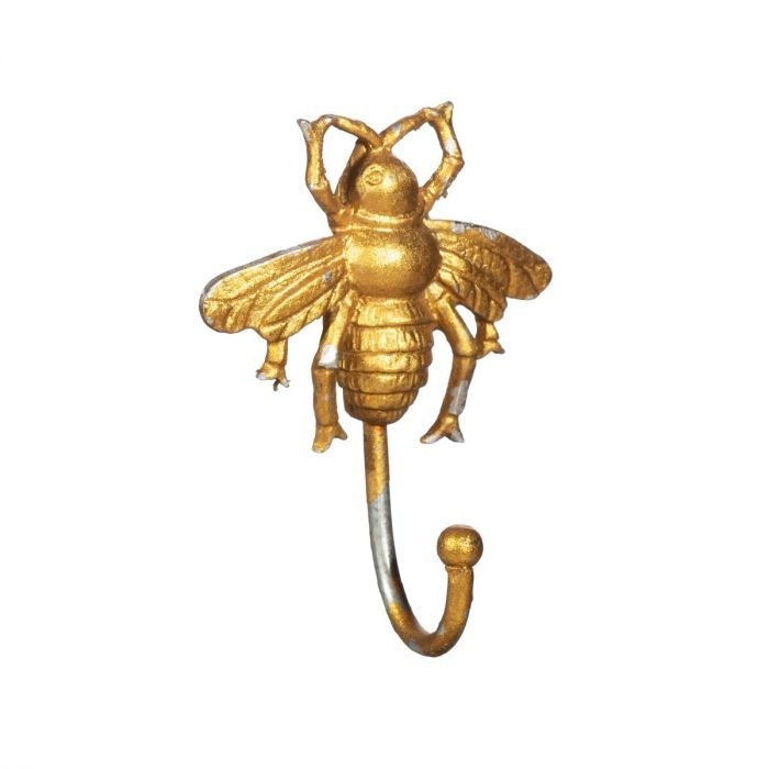 Sass&Belle, wall hook rustic gold bee 