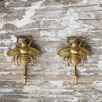 Sass&Belle, wall hook rustic gold bee