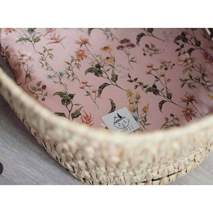 Stretch sheet linen trolley/cradle, pink flowers