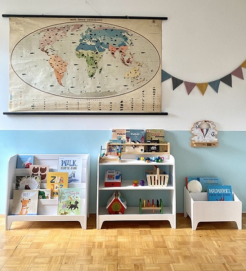 Floor bookcase for the children's room, white 