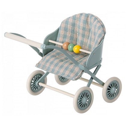 Maileg, large pram mouse, mint