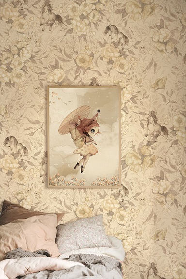 Mrs Mighetto, wallpaper Ponies for Hollie, Pale Yellow 