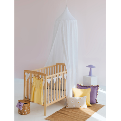 Babylove, White bed canopy in cotton muslin with LED lights