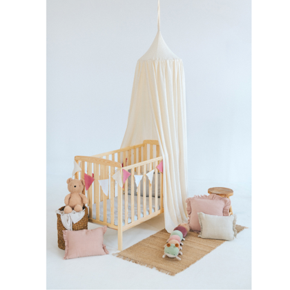 Babylove, Écru bed canopy in cotton muslin with LED lights