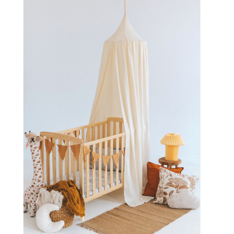 Babylove, Écru bed canopy in cotton muslin with LED lights 