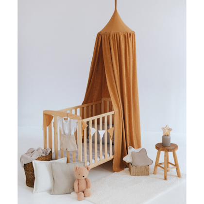 Babylove, Caramel bed canopy in cotton muslin with LED lights