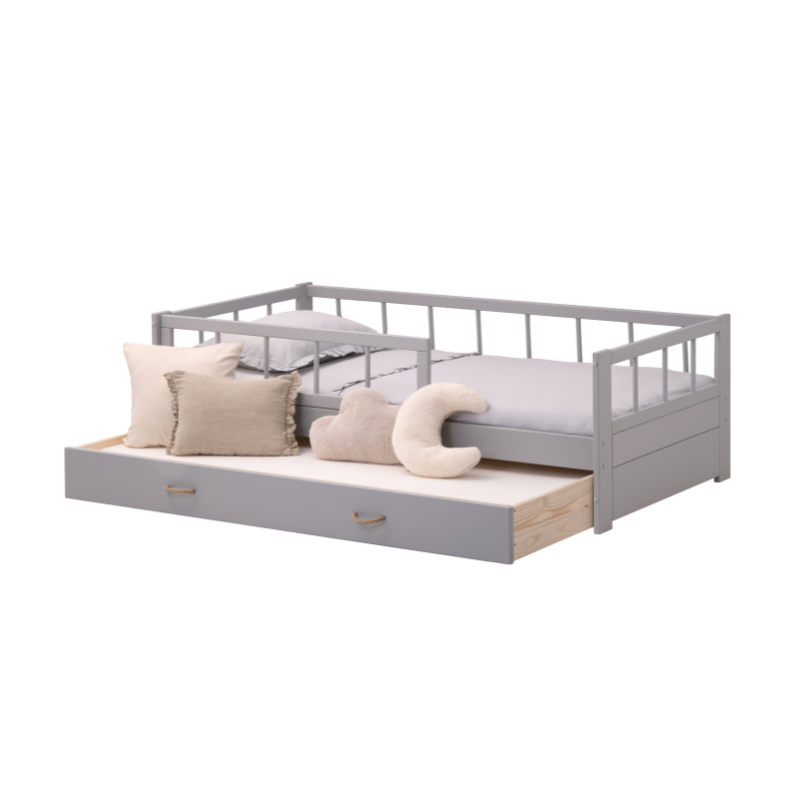 Juniorsäng Minnie med förvaringslåda/extra säng, grå 