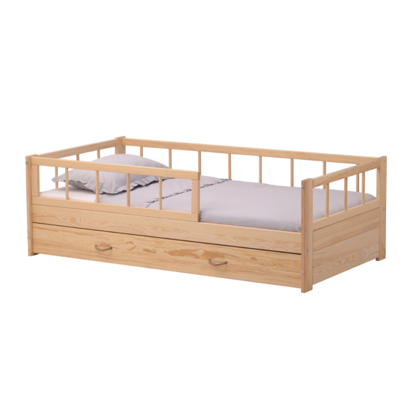 Junior bed Minnie with storage box/extra bed, natural 