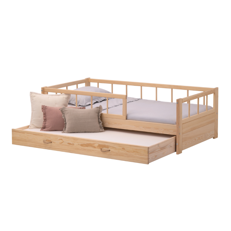 Junior bed Minnie with storage box/extra bed, natural 