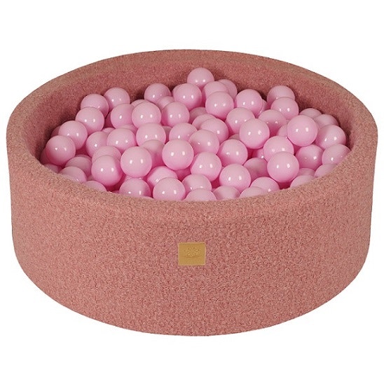 Meow, pink boucle ball pit with 200 pastel pink balls 