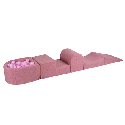 Meow, Rosa byggbar boucle lekplats med bollhav, 100 bollar