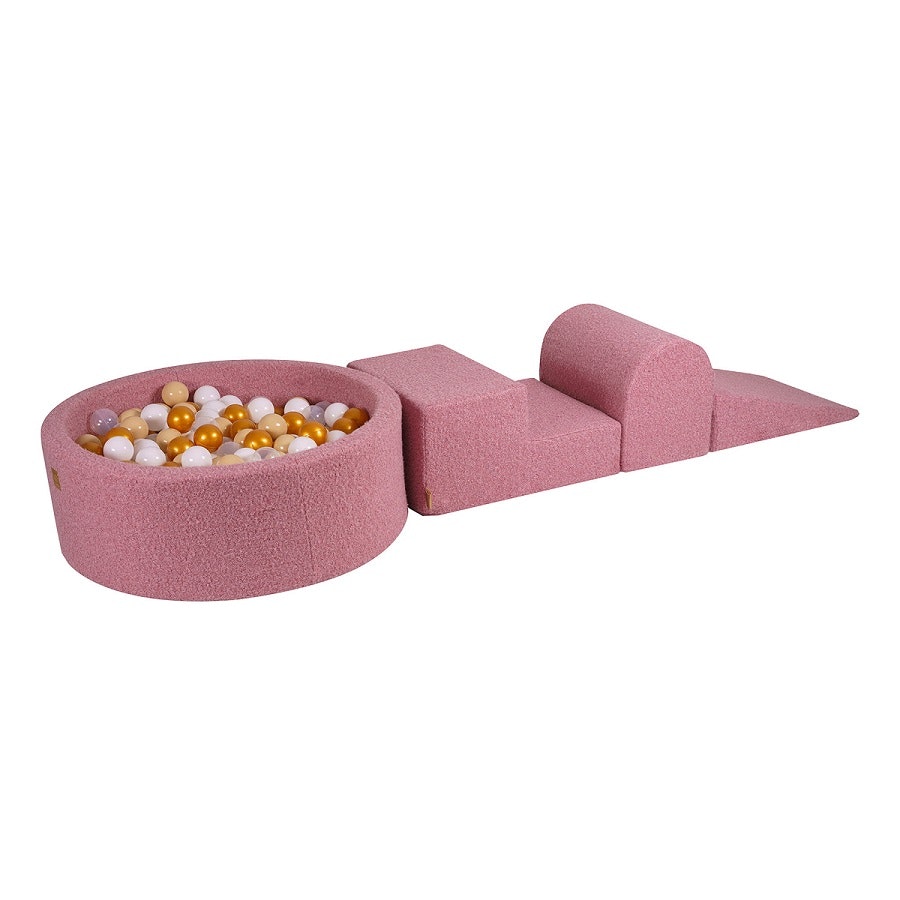 Meow, Pink buildable boucle playground with ball pit, 200 balls 