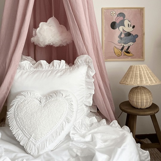 Stor maxi bubblegum sänghimmel i linne, Cotton & Sweets 