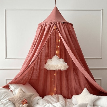 Marsala sänghimmel i linne till barnrummet, Cotton&Sweets