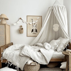 Beige stripes premium linen bed canopy, Cotton&Sweets