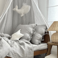 Grey stripes premium linen bed canopy, Cotton&Sweets