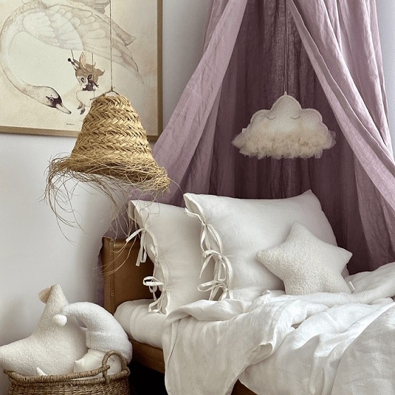 Mauve linen bed canopy for the children's room, Cotton&Sweets 