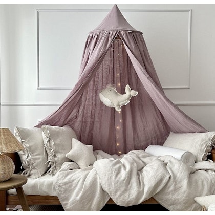 Large maxi mauve linen bed canopy, Cotton & Sweets