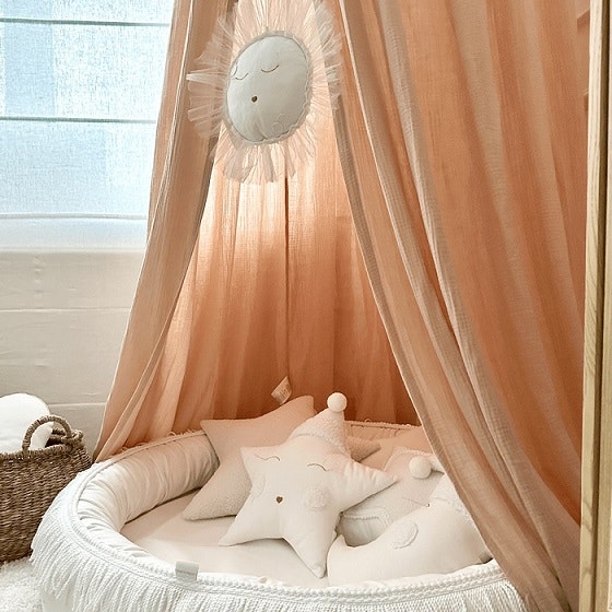 Apricot bed canopy in muslin cotton, Cotton & Sweets 