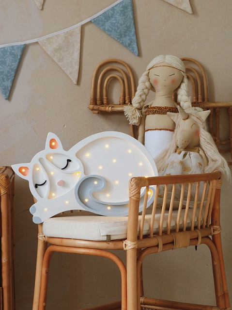 Little Lights, Nattlampa till barnrummet, Katt vit 