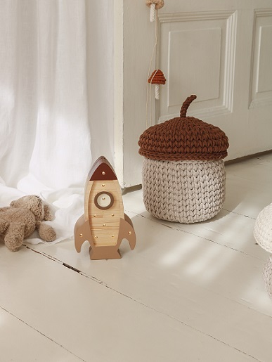 Little Lights, Night light for the children's room, Space rocket mini Cappuccino 