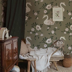 Dekornik, wallpaper Swans kingdom green