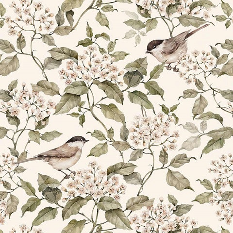 Dekornik, tapet Birds and Beige Spring 