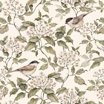 Decornik, wallpaper Birds and Beige Spring