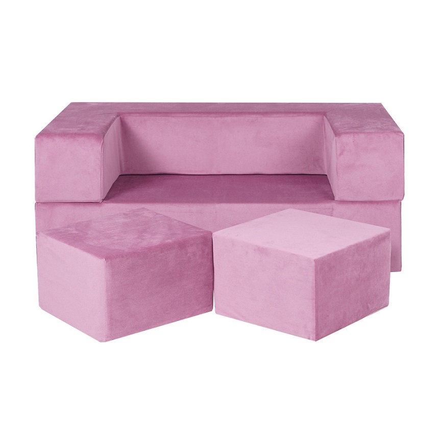 Meow, Byggbart möbelset med barnsoffa, rosa 