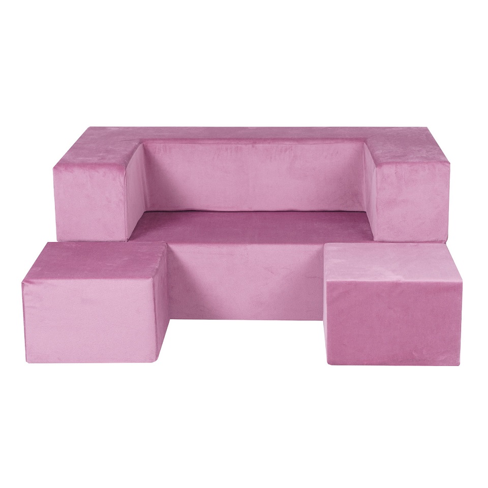 Meow, Byggbart möbelset med barnsoffa, rosa 