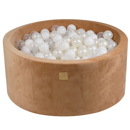 Meow, caramel velvet ball pit with 200 balls, White mix