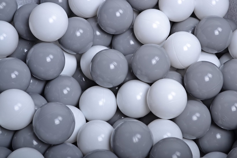 Meow, grå boucle bollhav med 200 grå och vita bollar 