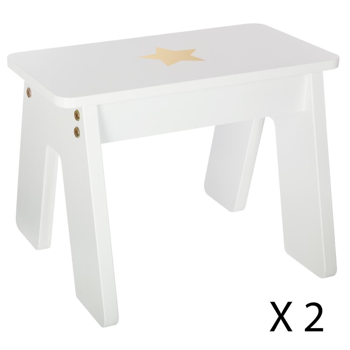 Möbelset bord med två pallar, vit/guld 