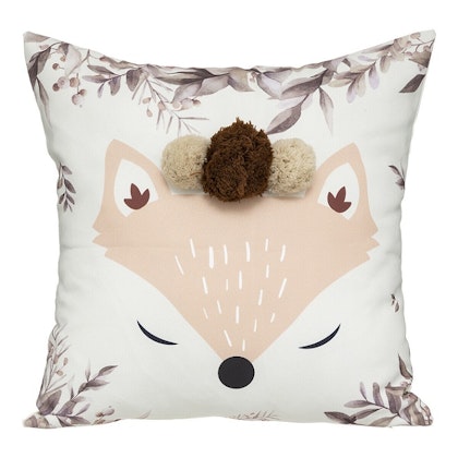 Pillow with pompom, fox