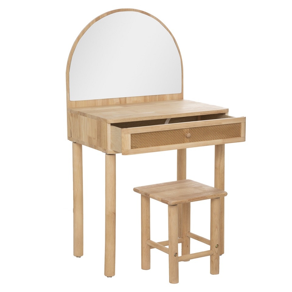 Mirror table with stool for the children's room, natural 