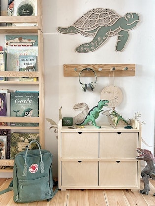 Natural chest of drawers with four drawers for the children's room