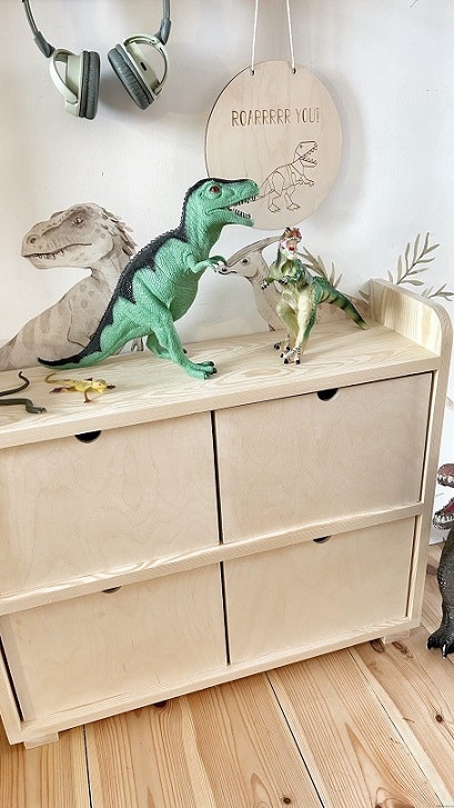 Natural chest of drawers with four drawers for the children's room 