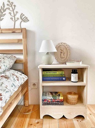 Rustic bedside table for the children's room, natural