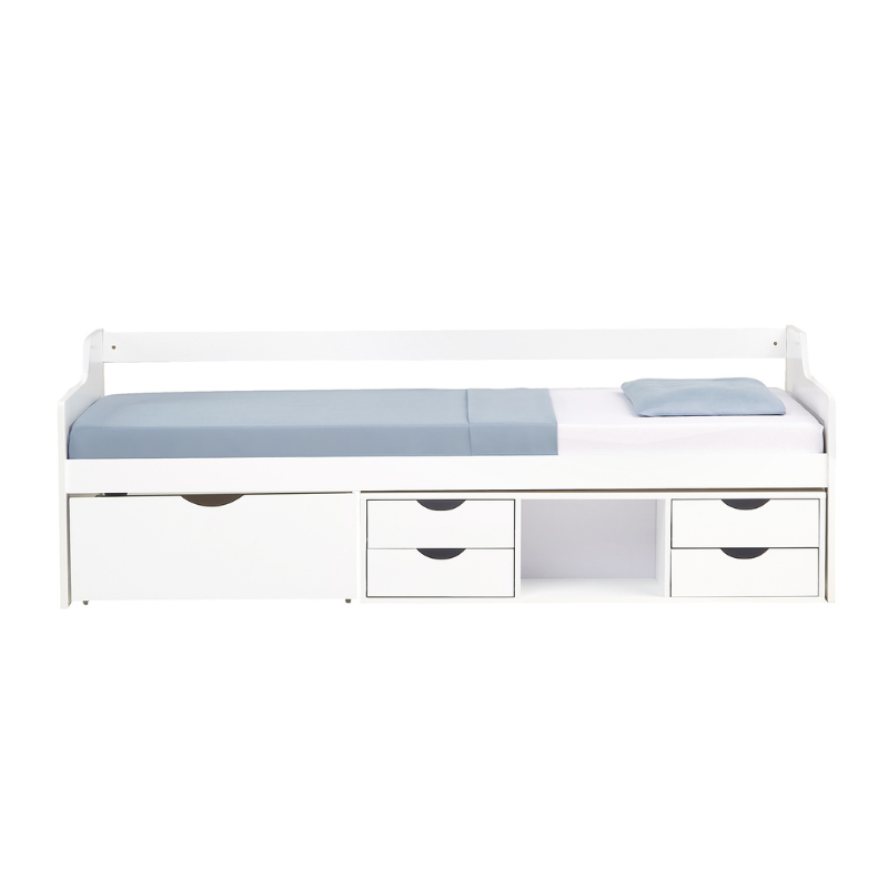 White bed 90x200 with storage 