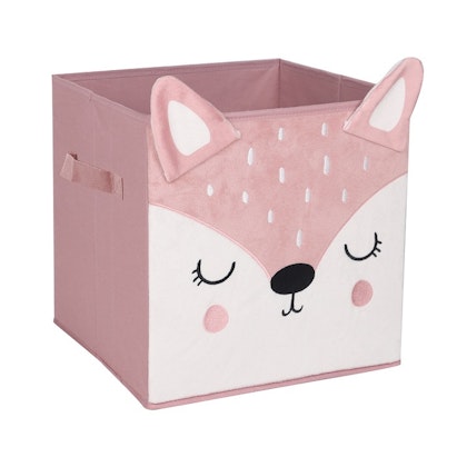 Storage basket velvet pink teddy