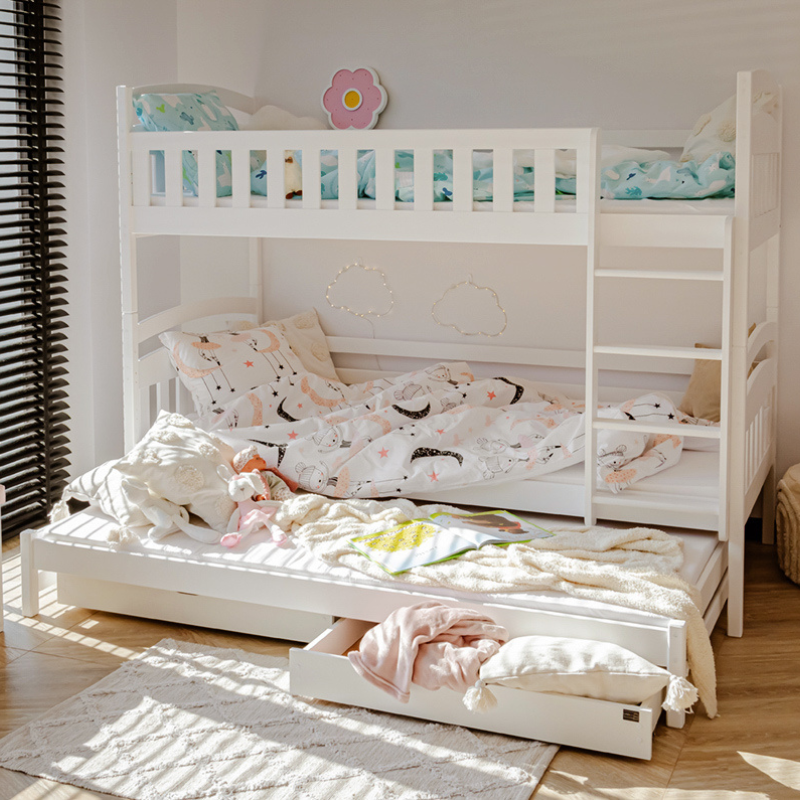 White bunk bed with three beds, Betty 90x200 cm 