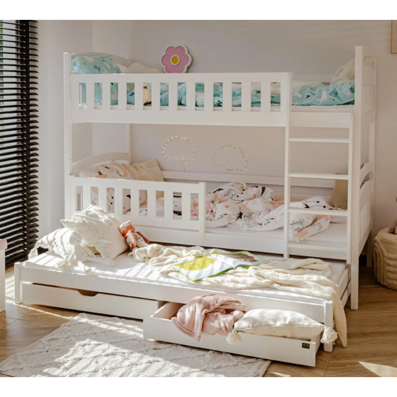 White bunk bed with three beds, Betty 90x200 cm 