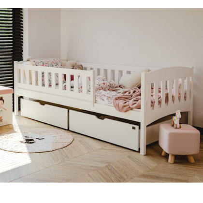 White children's bed with storage, day bed George 90x200 cm