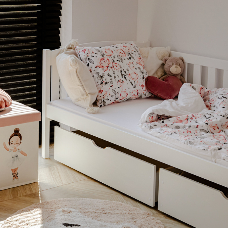 White children's bed with storage, day bed George 90x200 cm 