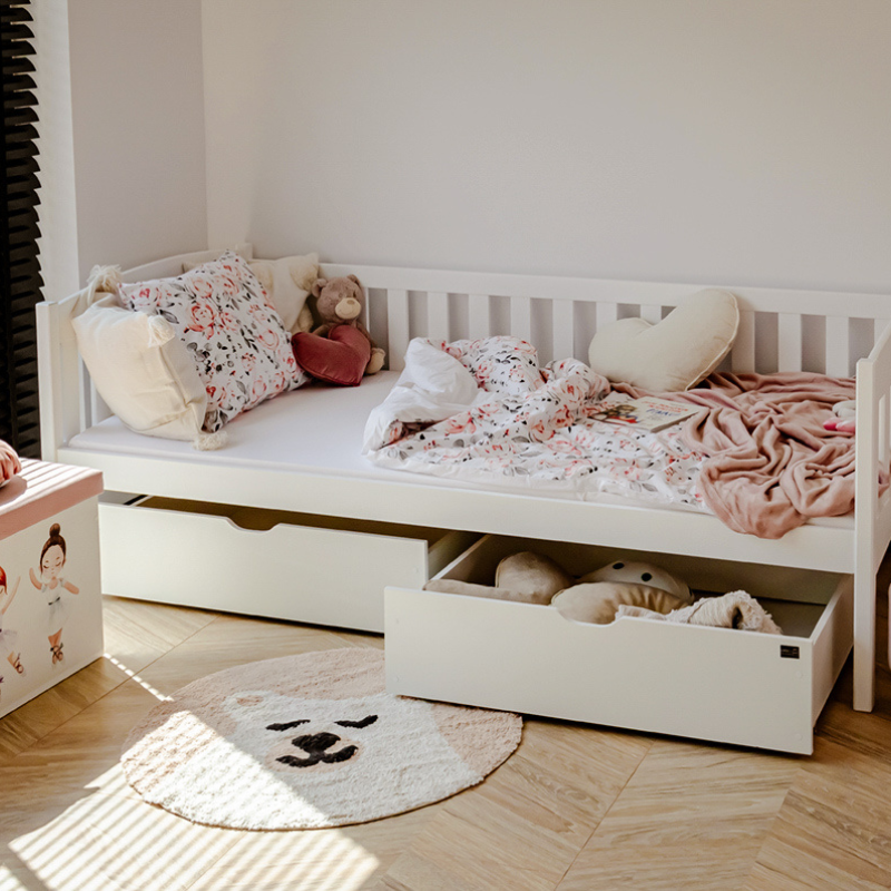 White children's bed with storage, day bed George 90x200 cm 