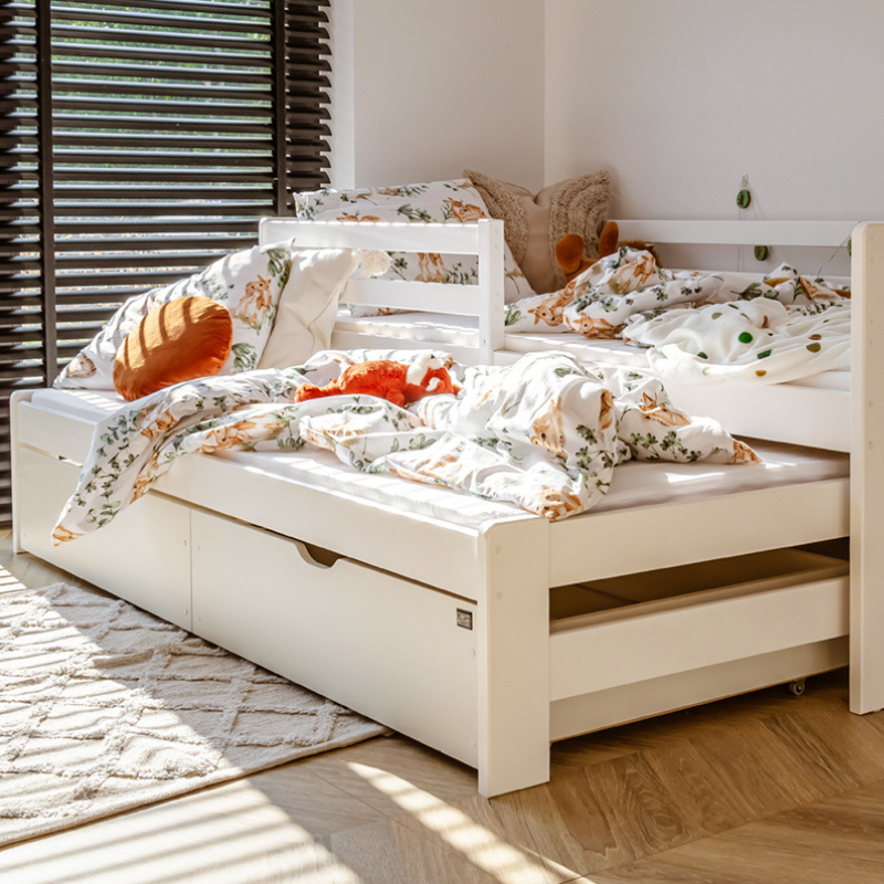 White children's bed with extra bed, daybed Sebastian 90x200 cm 